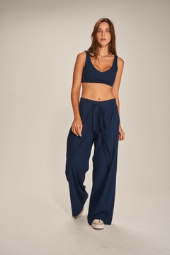 Calça Anticool Canelada Pantalona Azul - comprar online