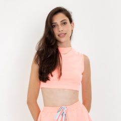 Cropped Regata Moletom Anticool Rosa Neon