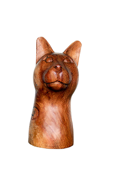 escultura-decorativa-cabeça-de-gato-em-madeira