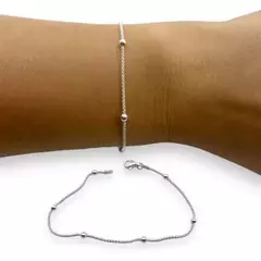 1.5 gr Pulsera Finita Bolitas Facetada Plata Italiana