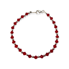 SWA Pulsera Piedras Roja Plata Italiana