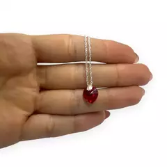 CONJUNTO PLATA ITALIANA DIJE CORAZON SWA + CADENA SINGAPUR O VENECIANA