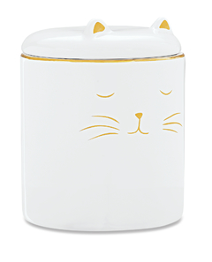 Pote Gato Grande Branco com Dourado