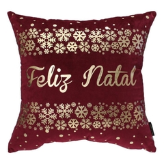 Capa Natalina Feliz Natal Bordô com Dourado