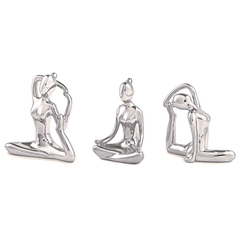 Trio Escultura Yoga em Porcelana