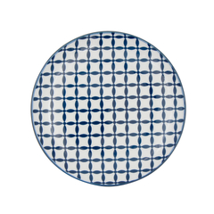 Prato Porcelana Geometric Star Azul e Branco