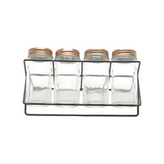 Set Porta Condimento 5 Peças Metal Black Support Transparente e Cobre