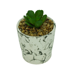 Vaso Cerâmica Branco efeito Marmorizado com Planta - comprar online