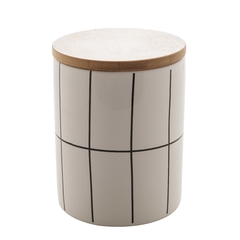 Potiche decorativo grid com tampa em bambu