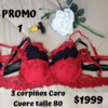 Promo corpiños caro cuore rojo y negro con push up y aro