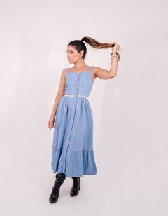 VESTIDO MIDI JEANS COM BOTÕES - comprar online