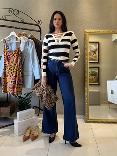 CALÇA JEANS ESCURO WIDE LEG - LARA BRECHÓ