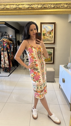 VESTIDO MIDI CANELADO FARM - LARA BRECHÓ