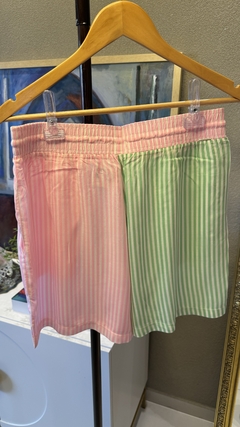 SHORT LISTRAS ROSA E VERDE - loja online