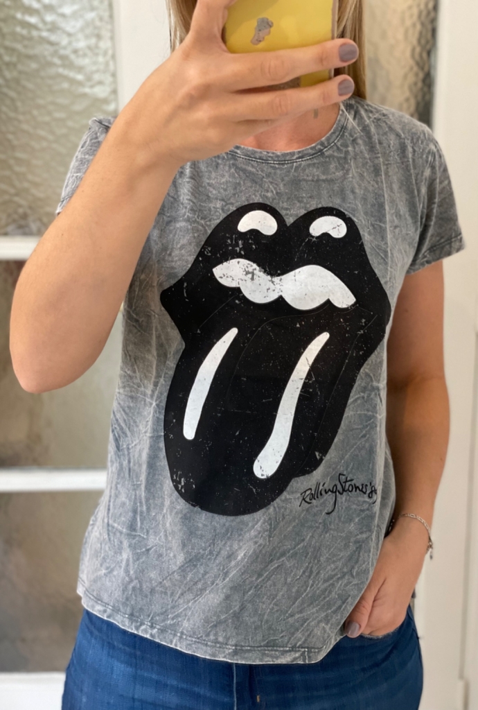 Remera Rolling Stones Lengua Negra Nevada Gris