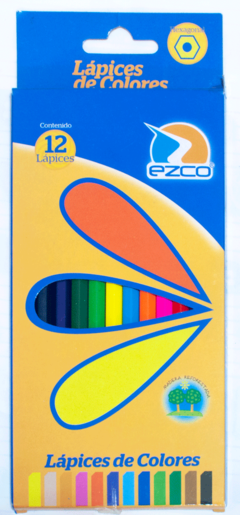 Lapices EZCO 12 colores largos.