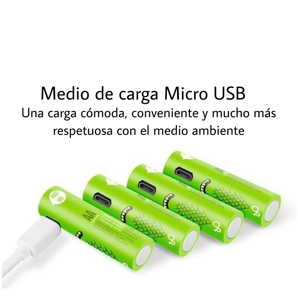 Pilas Recargable USB 1000Mha AA, AAA - Casa Colela