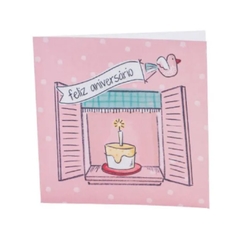 Cartão Teca - Janelas Feliz Aniversário