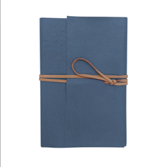Caderno Nina Write - Com Pauta 14x21 - Couro - Azul
