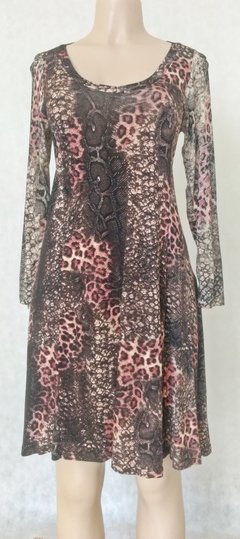 Vestido Médio Em Malha Animal Print - Bad Modas - loja online