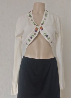 Bolero Manga Longa Tricot Bordado- Alpelo - loja online