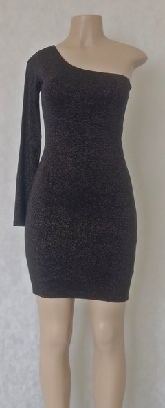 Vestido Mini Ombro Só Preto E Dourado - Clock House - loja online