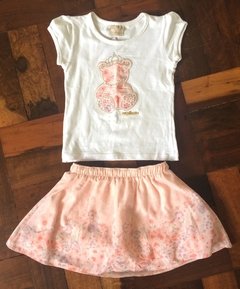 Conjunto Blusa E Saia Urso Rosa - Milon