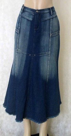 Saia Midi Jeans Azul