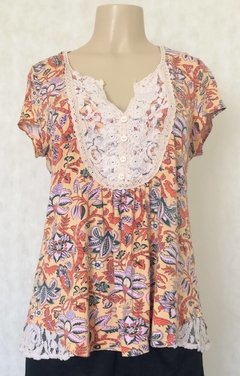 Blusa Estampa Floral Com Renda - Dep Amo