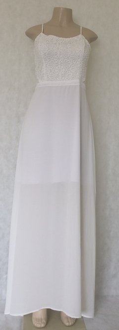 Vestido Branco Longo Com Renda - Delicia