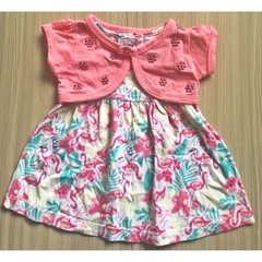 Vestido Rosa Estampado Com Bolero - Fakini Kids