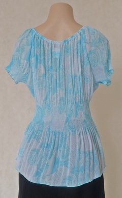 Blusa Ciganinha Transparente Azul E Branca - comprar online