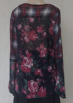 Blusa Estampa Xadrez E Floral - comprar online