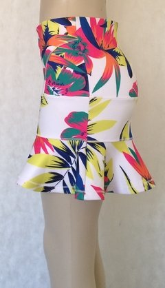 Saia Estampada Floral Neoprene - Gchloe na internet