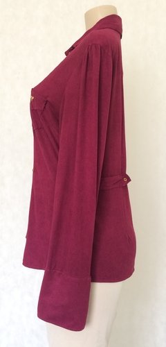 Camisa Suede Manga Longa Bordo - Amelie Amora - Roupas, sapatos e acessórios femininos novos e usados na ROSANA GREEN