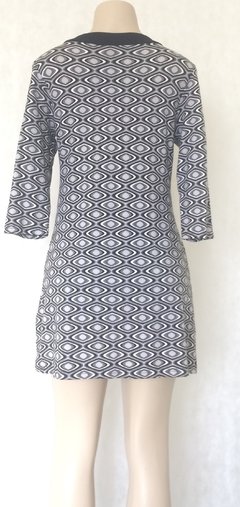 Vestido Cinza Estampado Cinza Manga 3/4 - Bluhmod - comprar online