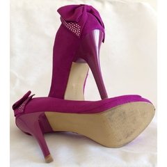 Peep Toe Roxo Com Laço E Aplique - Vizzano na internet