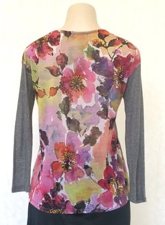 Blusa Manga Longa Estampada Cinza - Kes - comprar online