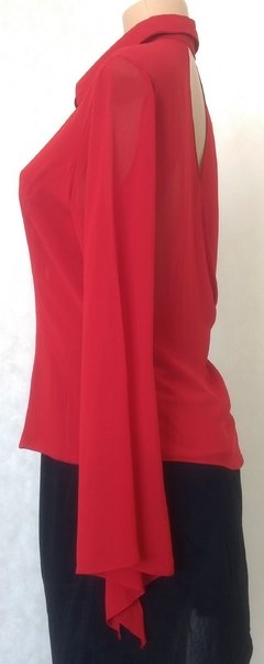 Camisa Vermelho Transpassada - Comtraje - Roupas, sapatos e acessórios femininos novos e usados na ROSANA GREEN