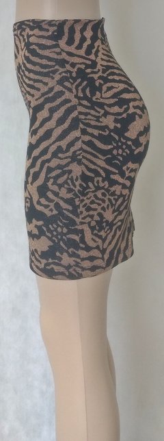 Saia Reta Animal Print Preto E Dourado - comprar online