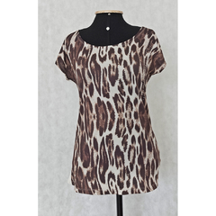 BLUSA ESTAMPA ANIMAL PRINT COM LANTEJOULAS