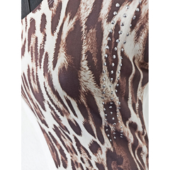 BLUSA ESTAMPA ANIMAL PRINT COM LANTEJOULAS