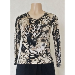  BLUSA MANGA LONGA DECOTE V  ANIMAL PRINT