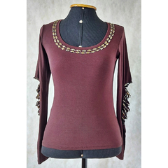 BLUSA MARROM COM PEDRARIAS - MODAS E BELEZA