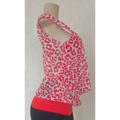 BLUSA RETA CAVADA ANIMAL PRINT VERMELHA - AMISKA