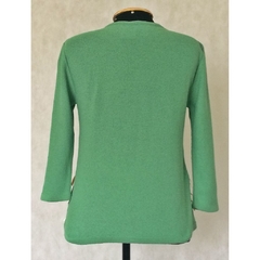 Blusa Verde Manga 3/4 Tricot Com Apliques De Fitas - Friola - comprar online