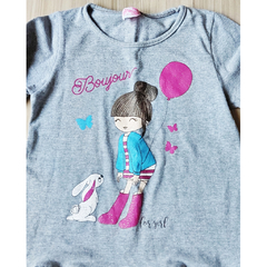 CAMISETA ESTAMPA MENINA COM COELHO - FOR GIRL