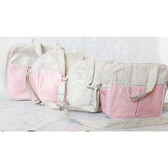 Kit Bolsas Maternidade Bege Rosa Estrela - ZILLI BOLSAS