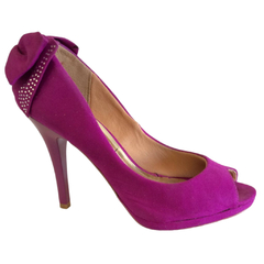 Peep Toe Roxo Com Laço E Aplique - Vizzano