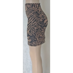 SAIA  RETA ANIMAL PRINT PRETO E DOURADO